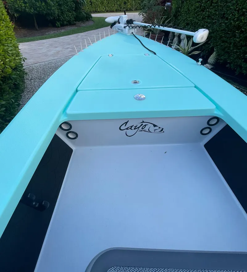 Slide: The Image of 2024 Cayo Boatworks 173, turquoise deck, bow view. - 27