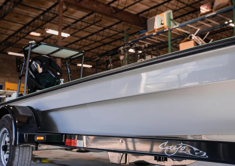 Slide: The Image of 2024 Cayo Boatworks 173 model in a warehouse. - 44