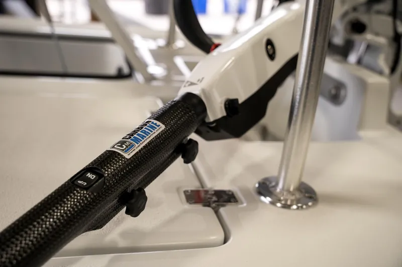 Slide: The Image of Close-up of the 2024 Cayo Boatworks 173 control handle and dashboard. - 8