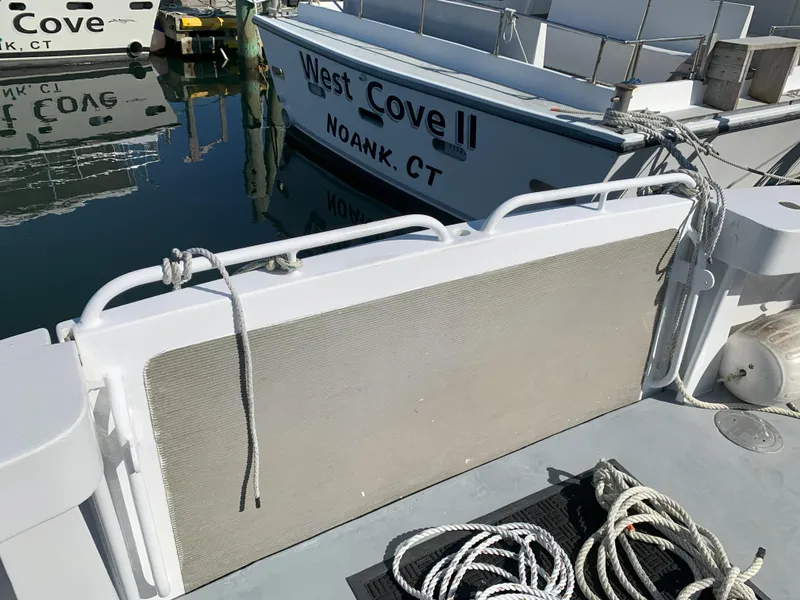 Slide: The Image of 1986 Gladding Hearn Hunt Designed 60 boat docked at marina in Noank, CT. - 19