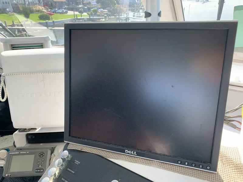 Slide: The Image of Dell monitor on the control panel of a 1986 Gladding Hearn Hunt Designed 60 boat. - 36