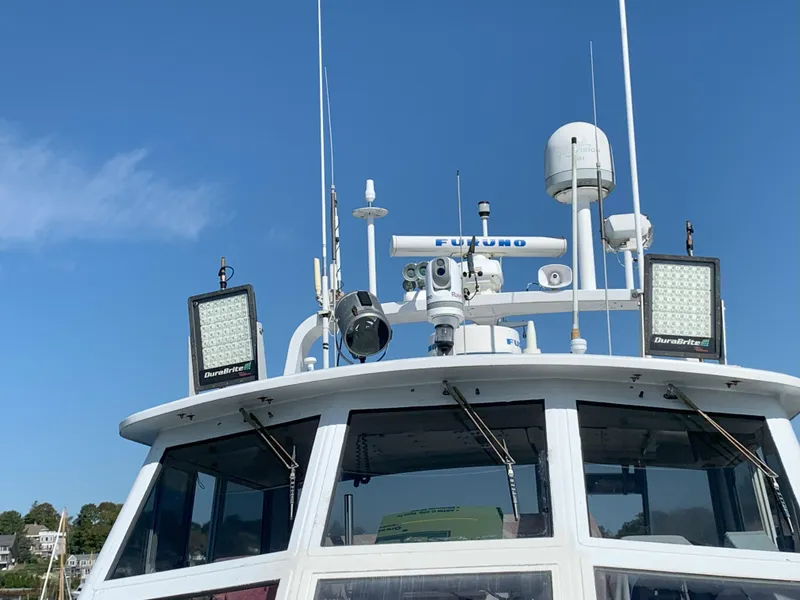 Slide: The Image of Close-up of 1986 Gladding Hearn Hunt Designed 60 boat's navigation equipment. - 9