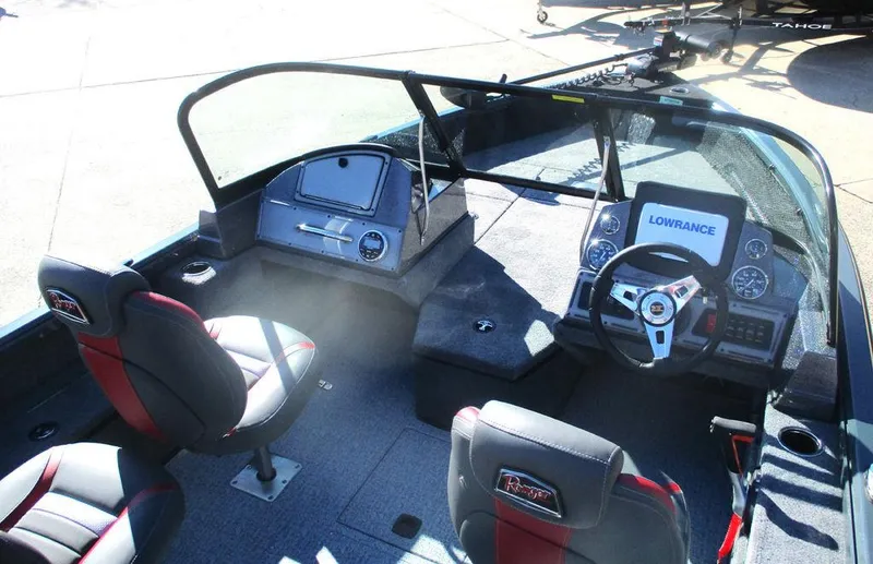 Slide: The Image of 2024 Ranger VS1682SC Angler boat interior with steering console and seating. - 5