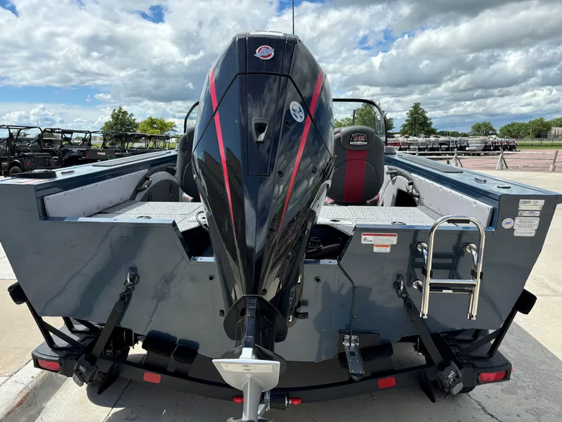 Slide: The Image of 2024 Ranger VX1788 WT boat with outboard motor, rear view. - 7