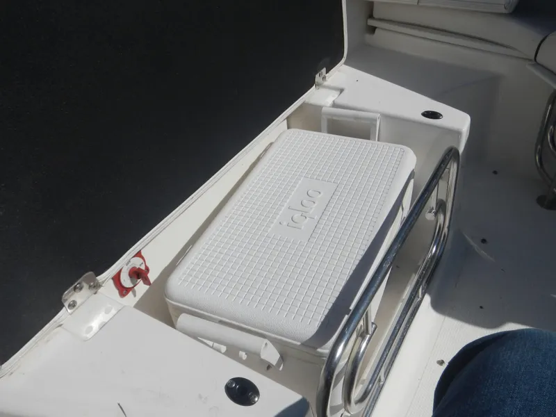 Slide: The Image of Storage compartment with Igloo cooler on 2009 Larson 238 LXi boat. - 14