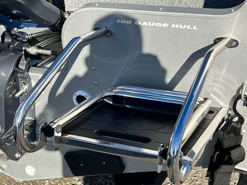 Slide: The Image of 2024 Starweld 18 Fusion boat with 100 gauge hull and stainless steel ladder. - 19
