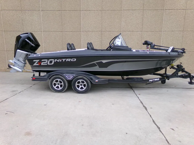 Slide: The Image of 2024 Nitro ZV20 Pro fishing boat on trailer. - 1