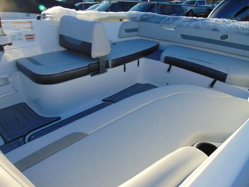 Slide: The Image of 2024 Hurricane SunDeck Sport 185 OB boat interior with spacious seating and modern design. - 3