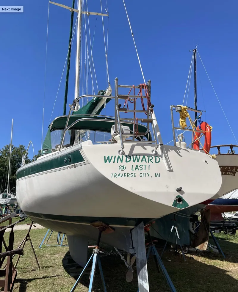 Slide: The Image of 1983 Irwin Citation 34 sailboat Windward @ Last! in Traverse City, MI, on dry dock. - 4