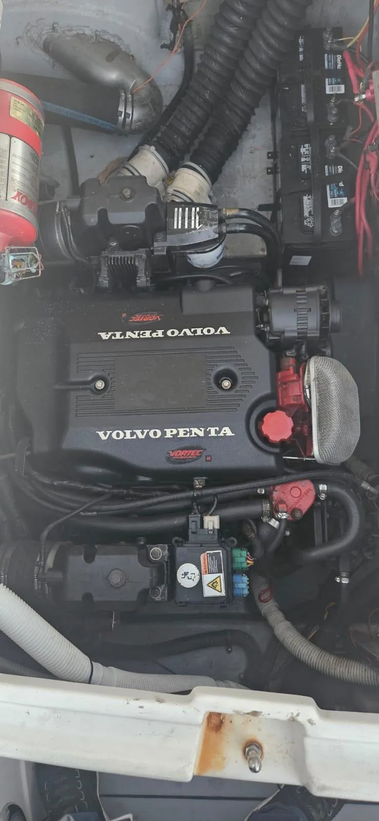 Slide: The Image of 2002 Monterey 262 Cruiser engine compartment with Volvo Penta engine. - 8