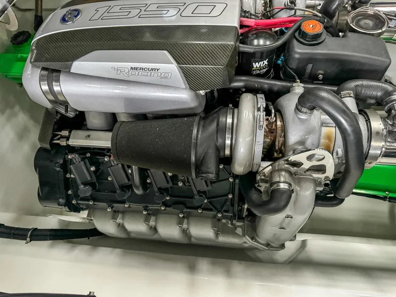 Slide: The Image of High-performance Mercury Racing engine in a Skater 50, 2021 model. - 16