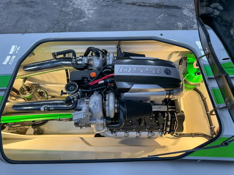 Slide: The Image of 2021 Skater 50 engine compartment with OSSI branding, showcasing sleek design and powerful components. - 21