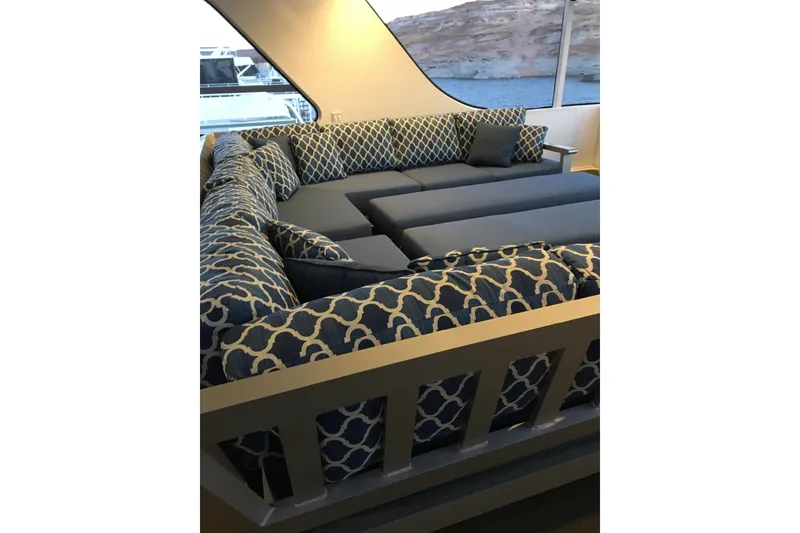 Slide: The Image of Luxurious blue patterned seating area on Adonia Azul Trip yacht, 2017. - 35