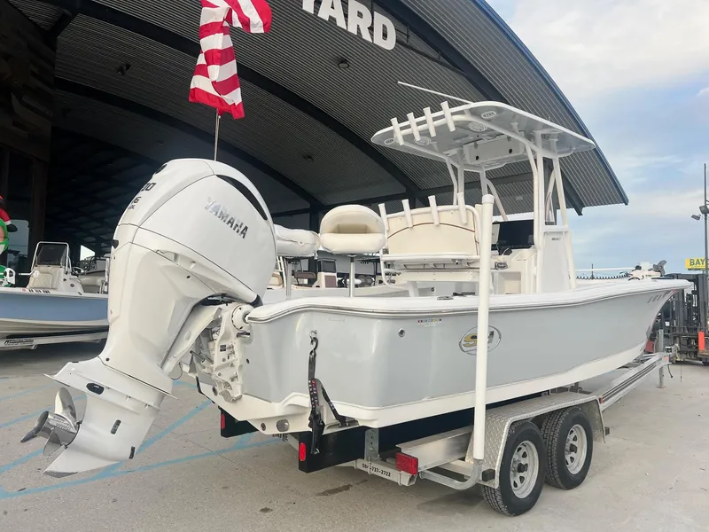 Slide: The Image of 2022 Sea Hunt BX 25 BR boat on trailer with Yamaha outboard motor. - 4