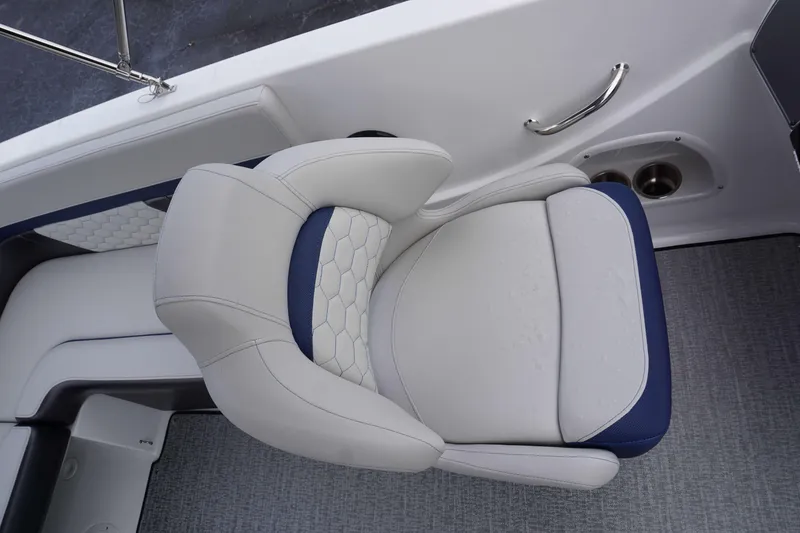 Slide: The Image of 2024 Hurricane 218 SS boat seat with white and blue upholstery - 23