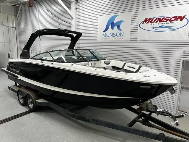 Slide: The Image of 2024 Chaparral 287 SSX boat on trailer in showroom. - 3