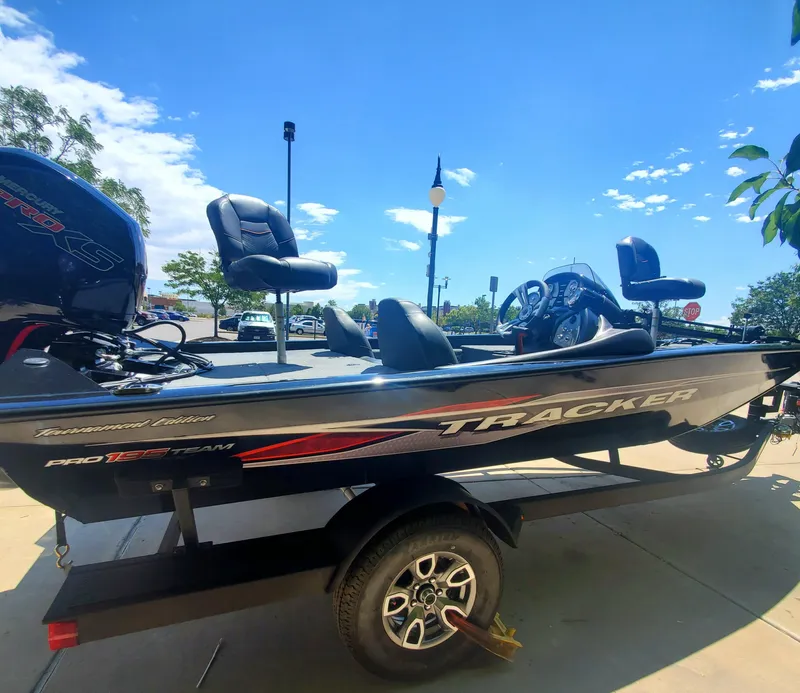 The Image of 2024 Tracker Pro Team 195 TXW Tournament Edition fishing boat on trailer. - 0