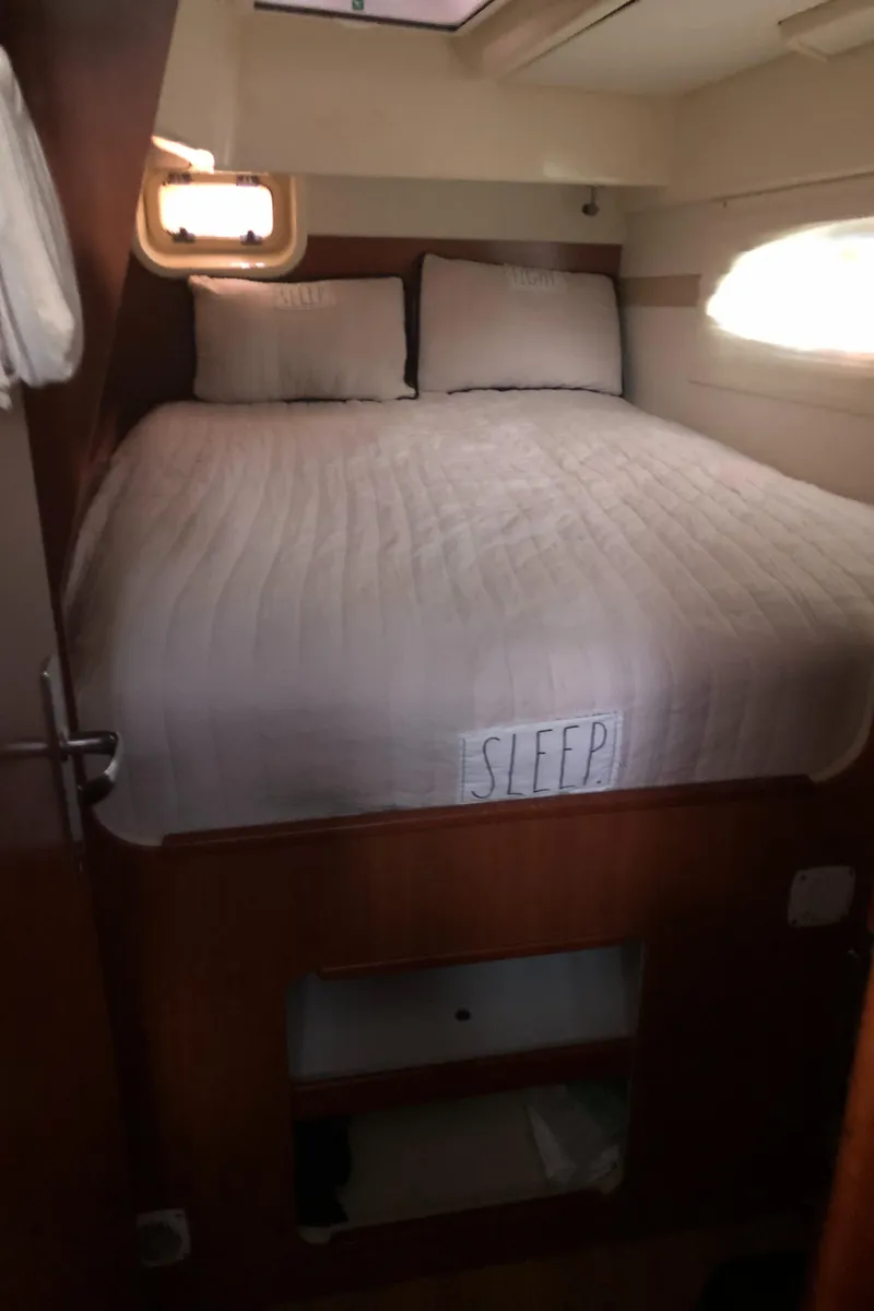 Slide: The Image of Cozy bedroom in 2013 Leopard 39 Owner's Version yacht with plush bedding. - 36
