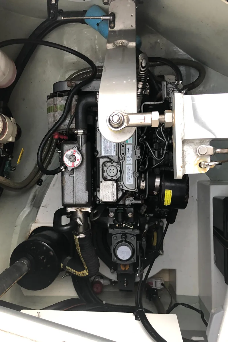 Slide: The Image of Engine compartment of a 2013 Leopard 39 Owner's Version catamaran. - 39