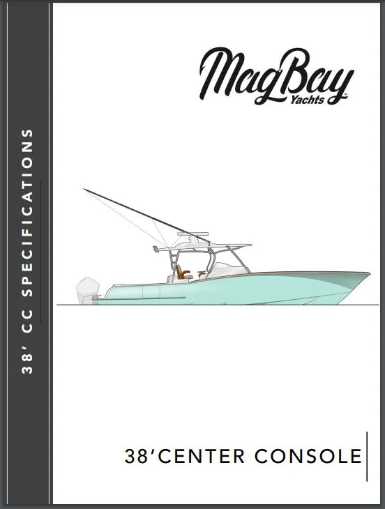Slide: The Image of 2025 Mag Bay 38 CC center console yacht specifications brochure. - 22