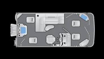 Slide: The Image of 2025 Bennington 188 SF Family boat layout with four fishing seats, top view. - 23