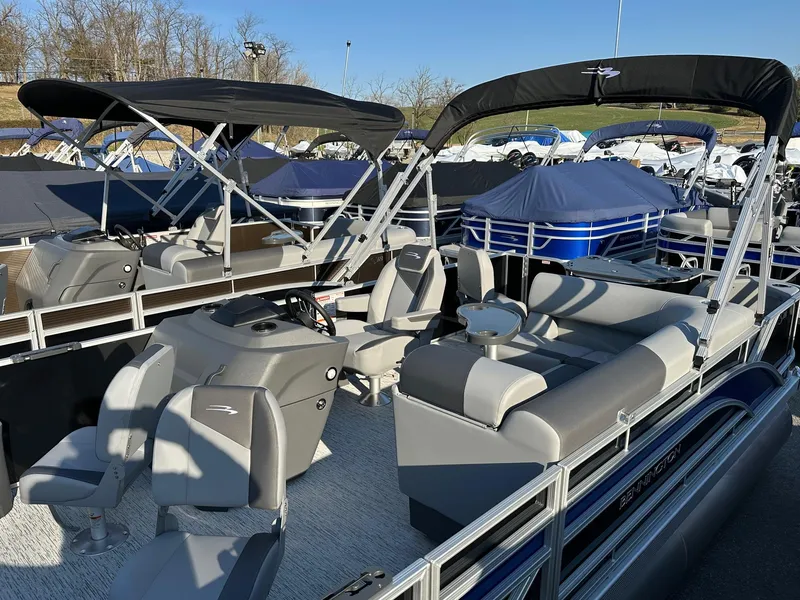 Slide: The Image of 2025 Bennington 188 SF pontoon boat with four fish seats, in stock. - 35