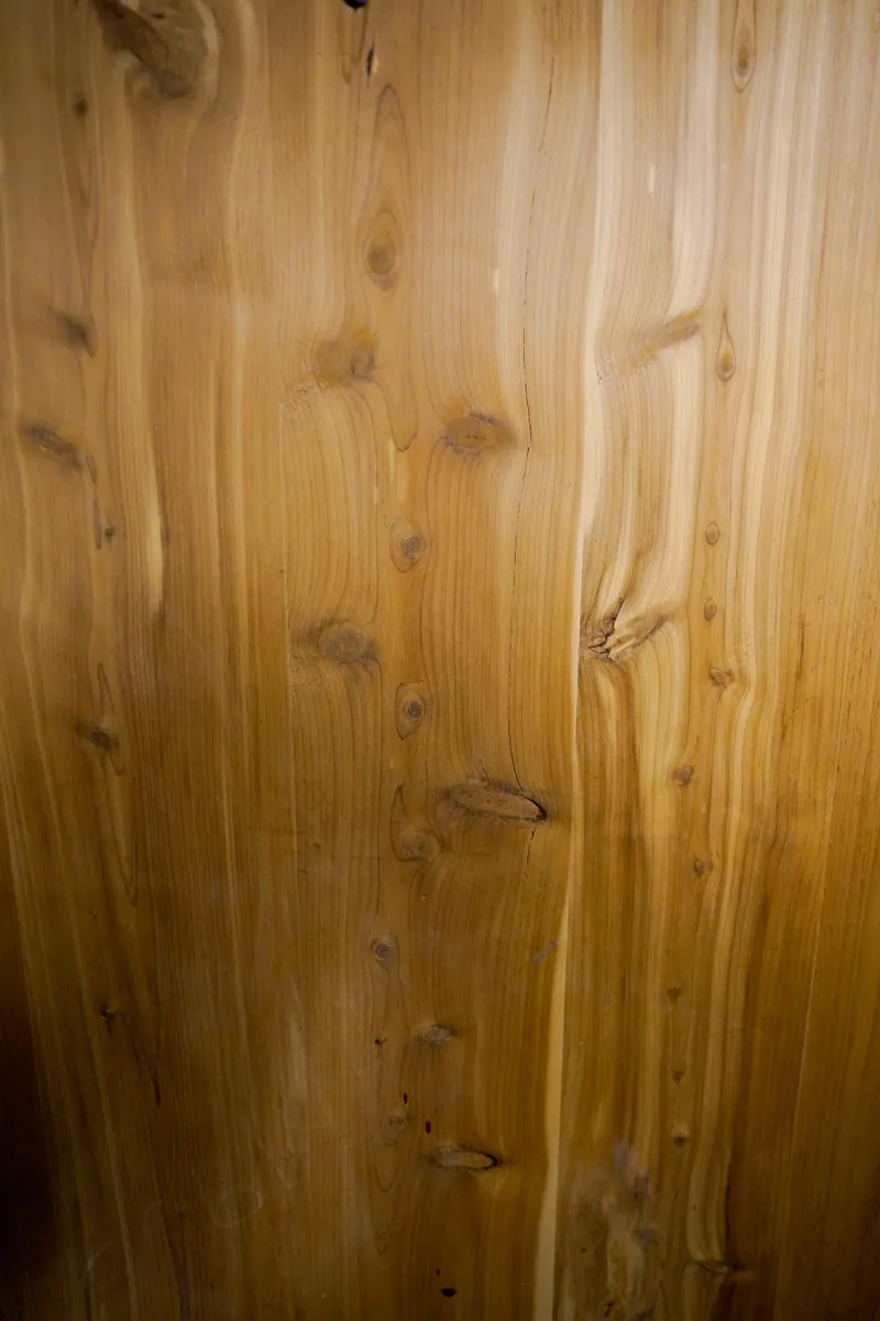 Slide: The Image of Close-up of wooden paneling on a 1997 Hatteras Sportfish boat. - 31