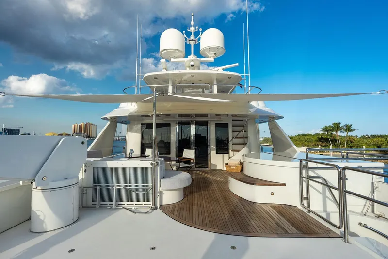 Slide: The Image of Luxurious 2008 Westport 130 yacht deck with modern amenities and scenic views. - 39