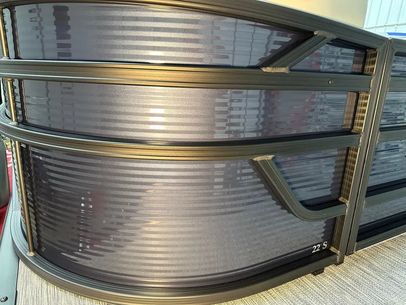 Slide: The Image of 2025 Bennington 22 SSB Tritoon, sleek design, Yamaha F-150Hp engine, in stock. - 13