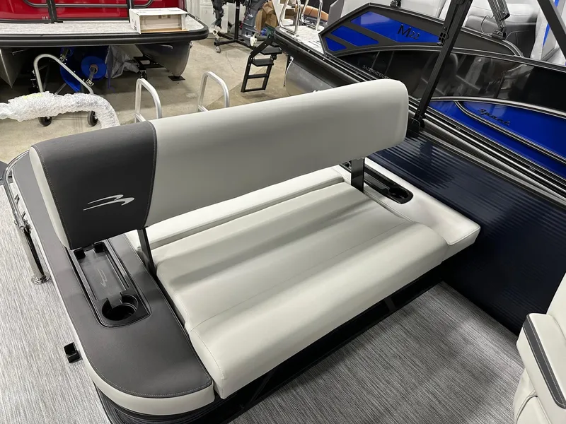 Slide: The Image of 2025 Bennington 22 SSB Tritoon swing back seat with cup holders, in stock. - 17