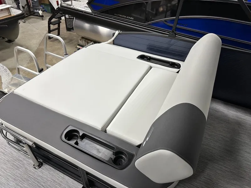 Slide: The Image of 2025 Bennington 22 SSB Tritoon swing back seat with cup holders, in stock. - 38