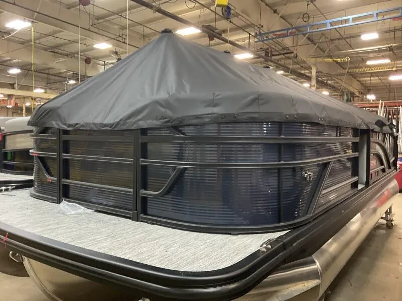 Slide: The Image of 2025 Bennington 22 SSB Tritoon with Yamaha F-150Hp, covered and in stock. - 5