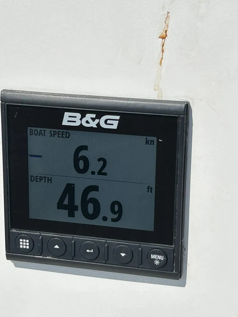 Slide: The Image of B&G marine display showing boat speed and depth on a 1985 Cape Dory 270. - 38