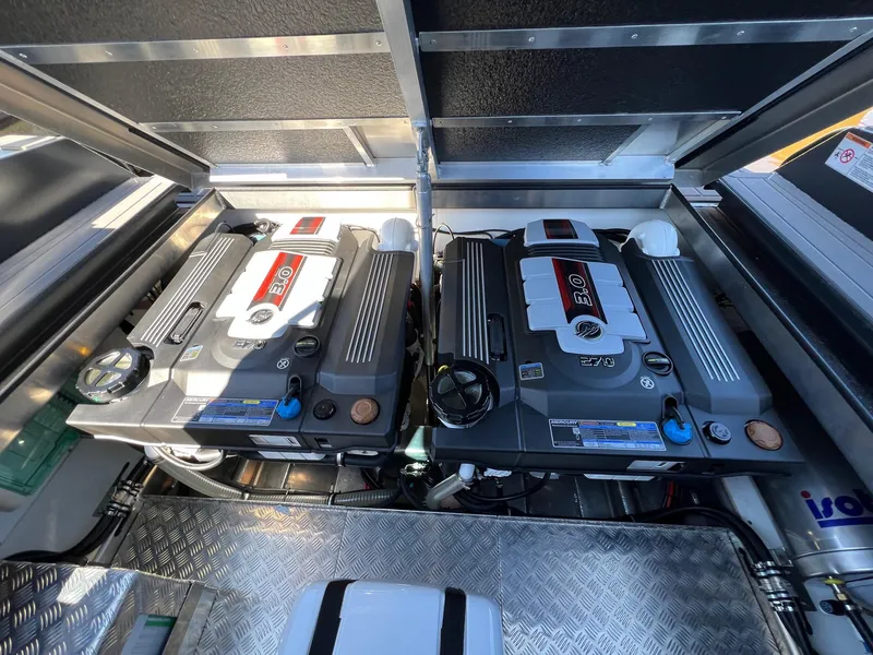 Slide: The Image of Dual engines in a 2024 G-Force 10 boat, showcasing advanced engineering. - 31