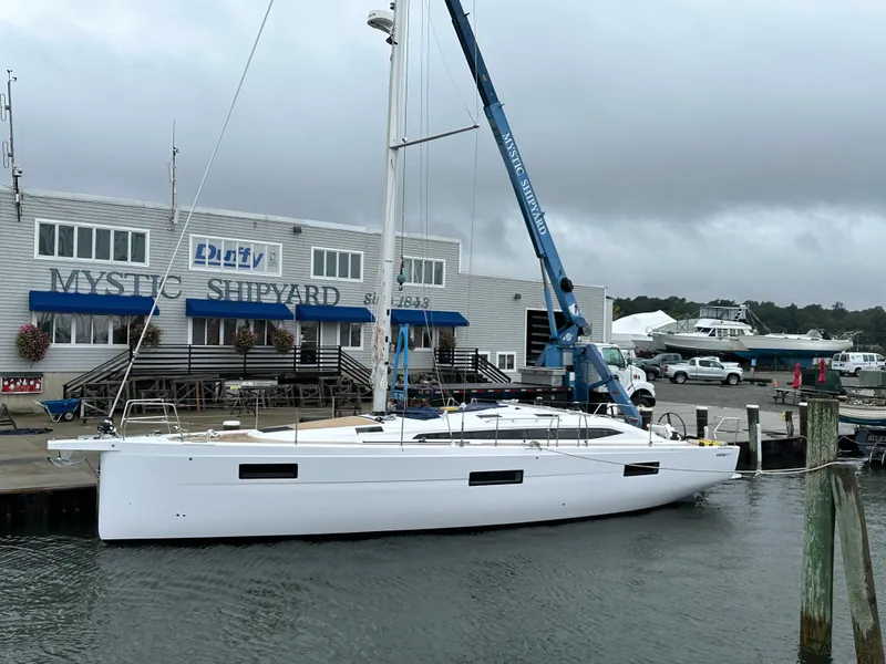 The Image of 2024 Elan Impression 43 sailboat docked at Mystic Shipyard. - 0