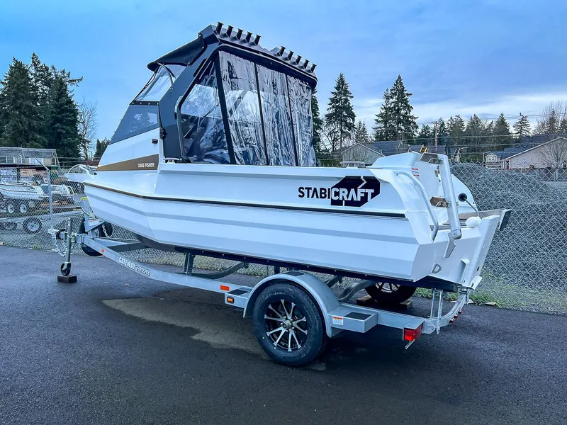 Slide: The Image of 2024 Stabicraft 1850 Fisher boat on trailer, parked outdoors. - 3