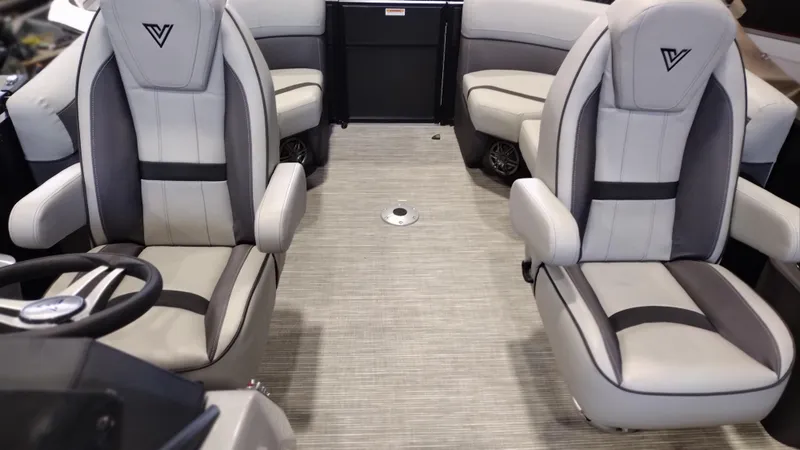Slide: The Image of 2024 Viaggio Lago X18U boat interior with luxurious seating and modern design. - 15