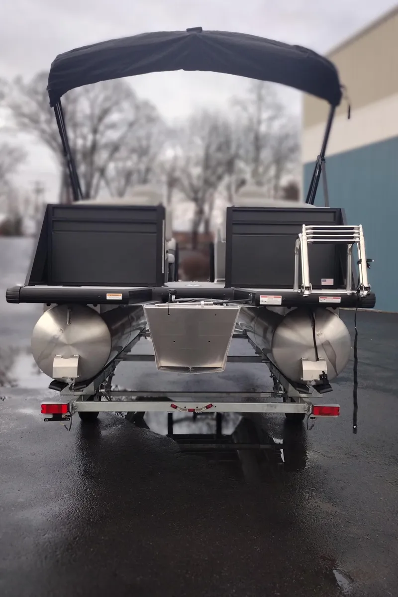 Slide: The Image of 2024 Viaggio Lago X18U pontoon boat with canopy and trailer. - 21