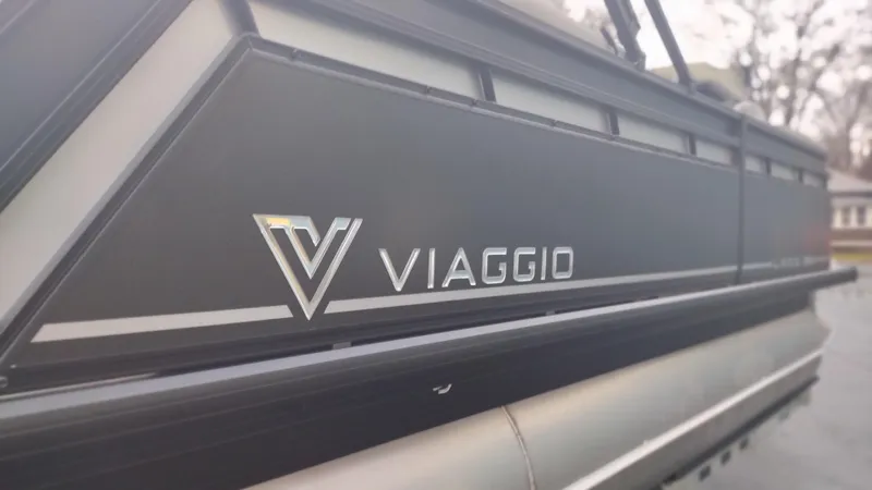 Slide: The Image of 2024 Viaggio Lago X18U boat side view with logo - 7