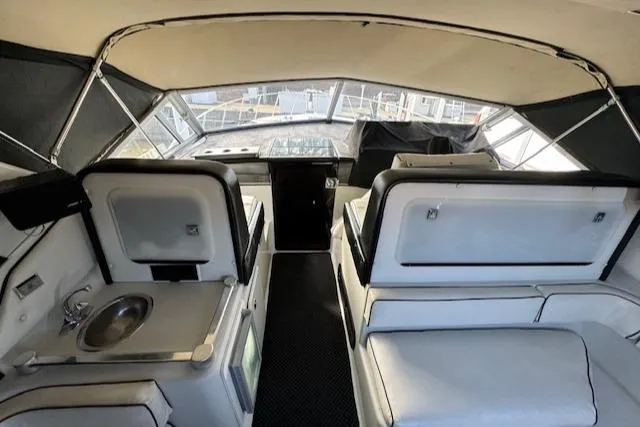 Slide: The Image of Interior of 1988 Chris-Craft Amerosport boat with seating and sink. - 24