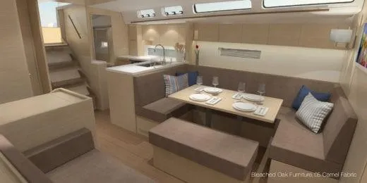 Slide: The Image of Luxurious interior of 2025 X-Yachts X-4.9, featuring elegant dining and seating area. - 15