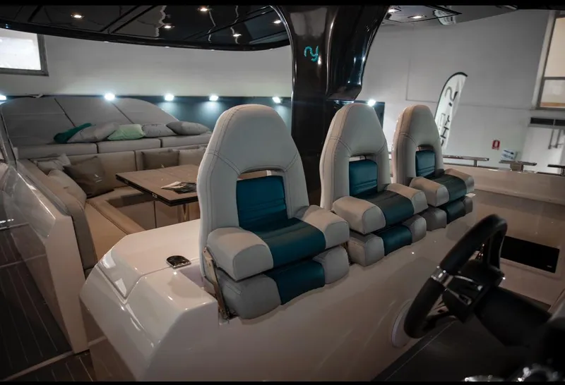 Slide: The Image of Luxurious interior of the 2025 Nassima Yacht N40 with plush seating and modern design. - 13