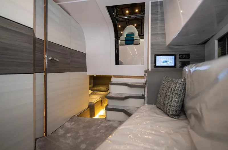 Slide: The Image of Luxurious interior of 2025 Nassima Yacht N40 with modern seating and advanced control panel. - 16