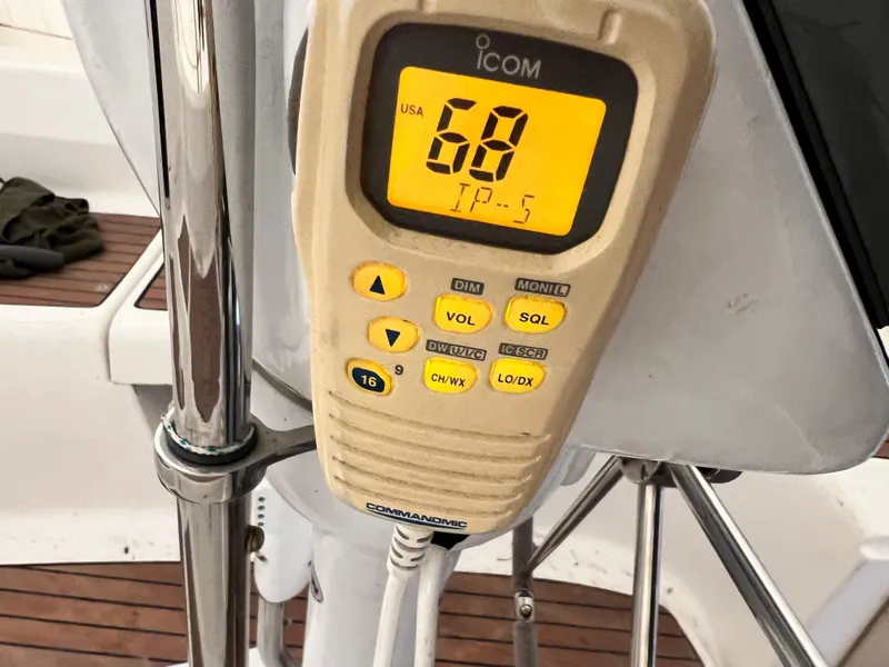 Slide: The Image of ICOM marine radio on a 2005 Hunter 38 sailboat. - 16