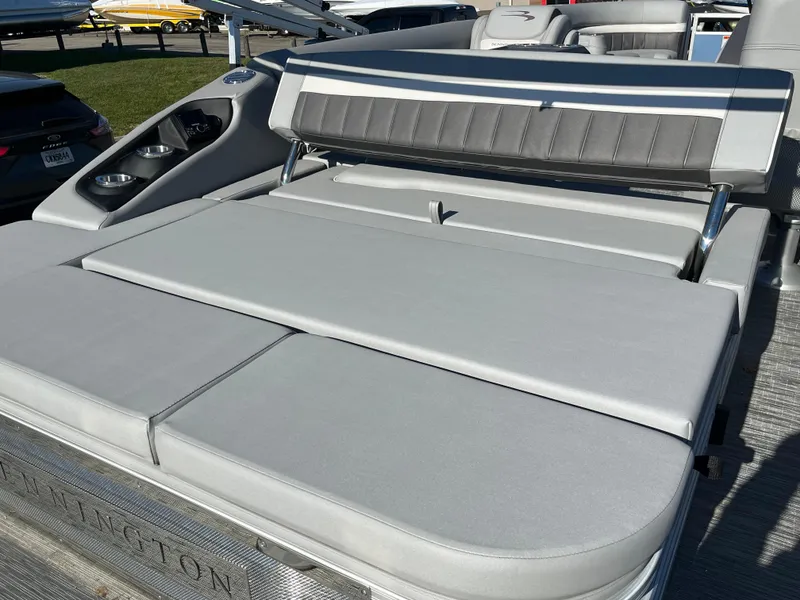 Slide: The Image of 2023 Bennington L Line boat with spacious sun deck and comfortable seating. - 7