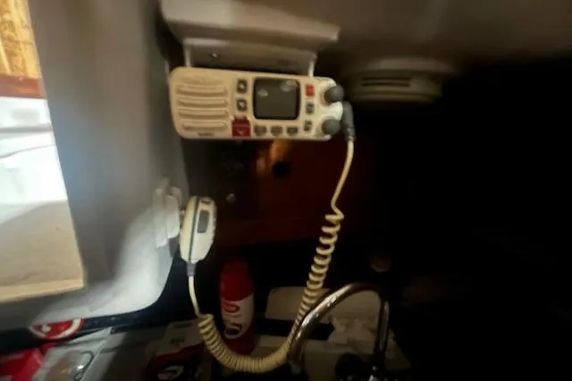 Slide: The Image of Radio equipment inside a 1966 Tripp 31 Masthead Sloop sailboat cabin. - 8