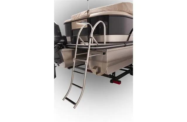 Slide: The Image of 2023 SunCatcher Select 322FC boat interior with white and gray seating and cup holders. - 8