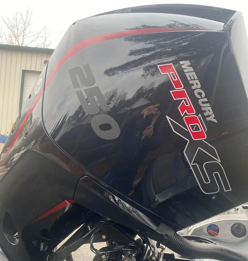 Slide: The Image of 2024 Nitro Z21 XL Pro with Mercury Pro XS 250 outboard engine. - 3