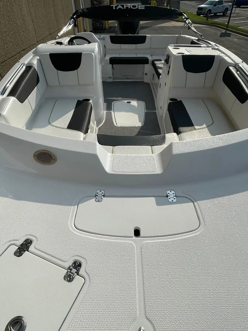 Slide: The Image of 2024 Tahoe 2150 boat interior with spacious seating and modern design. - 3