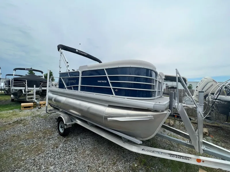 The Image of 2023 Godfrey Sweetwater Xperience 1680 CX pontoon boat on trailer. - 7